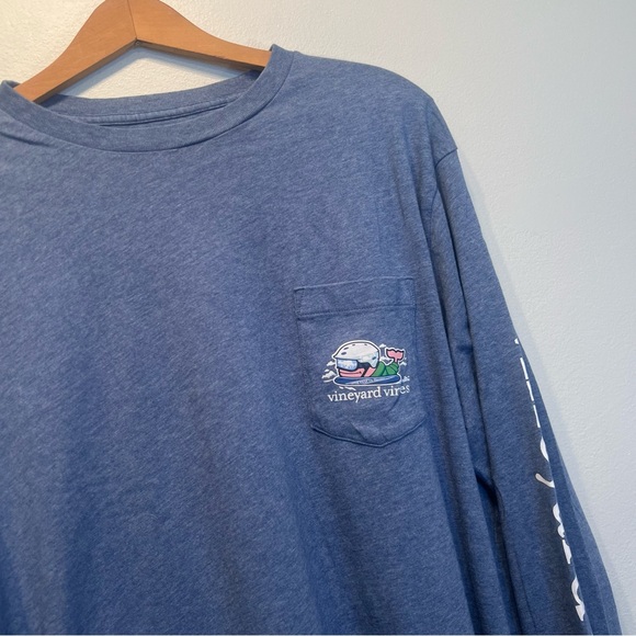 Vineyard Vines Men’s Blue Long Sleeve Pocket T Shirt Size  M Medium Snowboarding - Picture 4 of 9